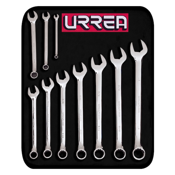 Full polished 12-pt combination wrench set 10 pc